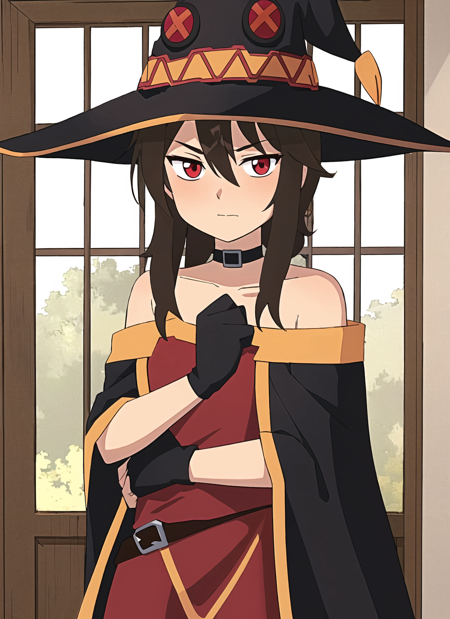 3978527111-2071260464-ben10, masterpiece, best quality, megumin, 1girl, bare shoulders, black cape, black gloves, black hair, blush, cape, choker, col.png